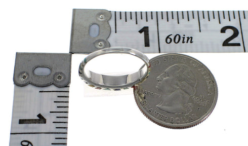 Southwest Multicolor Inlay Silver Ring Size 5-1/2 QX77912